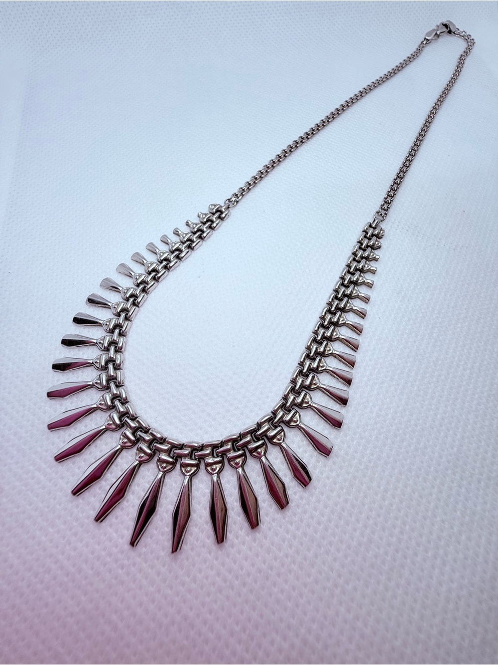 Beautiful Vintage JCM (Jacmel) Sterling Silver Cleopatra Fringe Collar Necklace